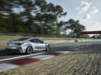 2025 Lexus RC F Final Edition in silver on a racetrack