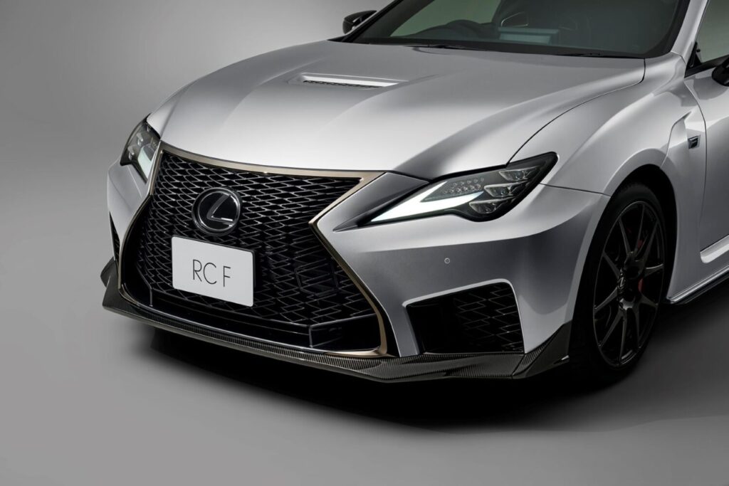 Rear view of the 2025 Lexus RC F Final Edition in silver