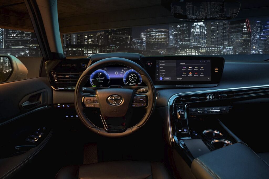 Toyota Mirai cockpit at night