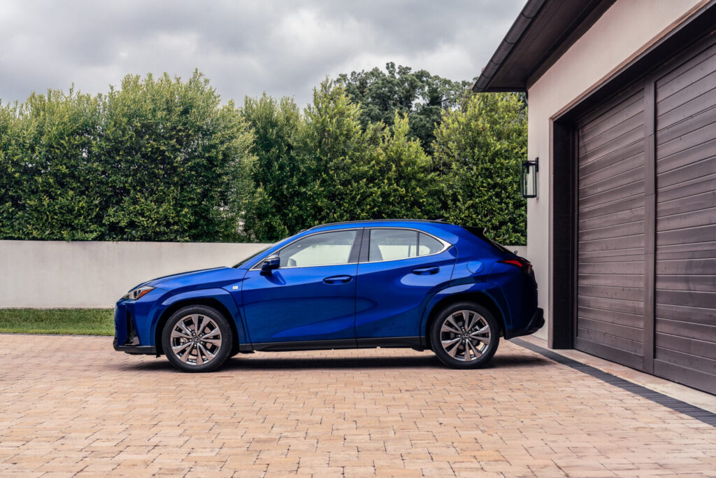 2026 Lexus UX 300h F SPORT in blue, side view