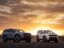 Toyota 4Runner lineup at sunset