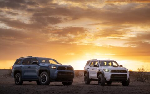 Toyota 4Runner lineup at sunset