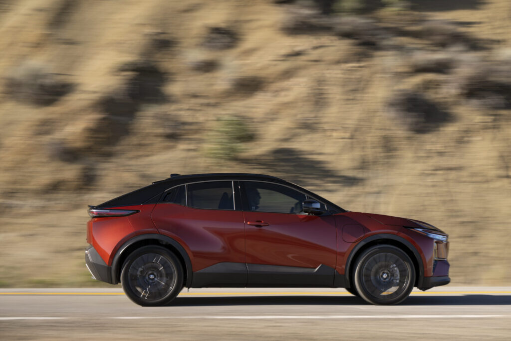 2026 Toyota C-HR XSE in Tandoori with a black roof on the road
