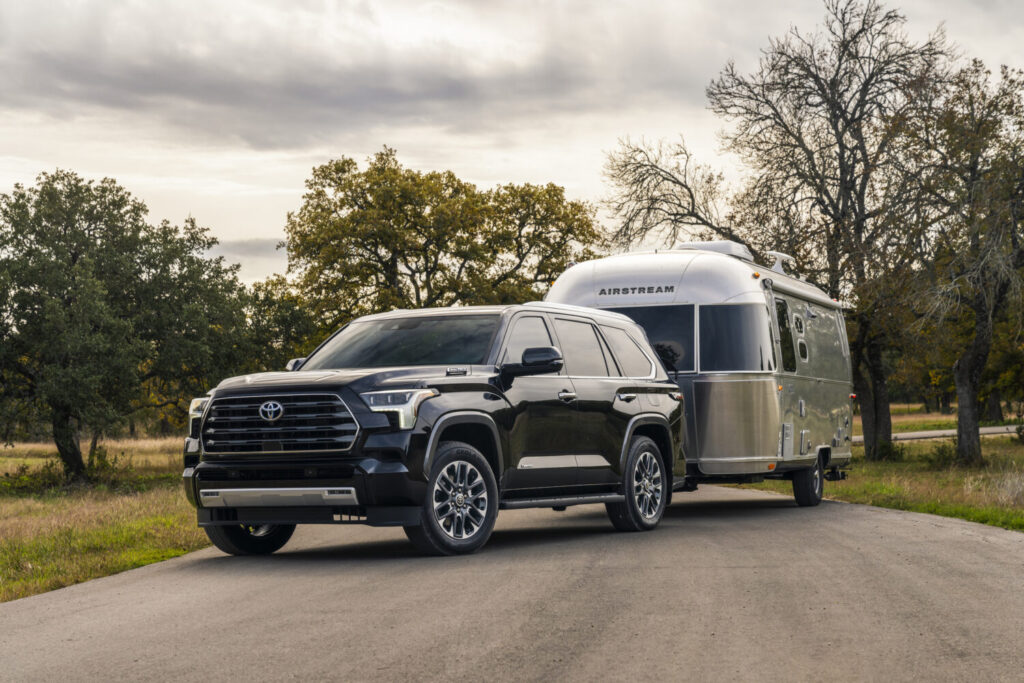 Toyota Sequoia Limited towing a travel trailer