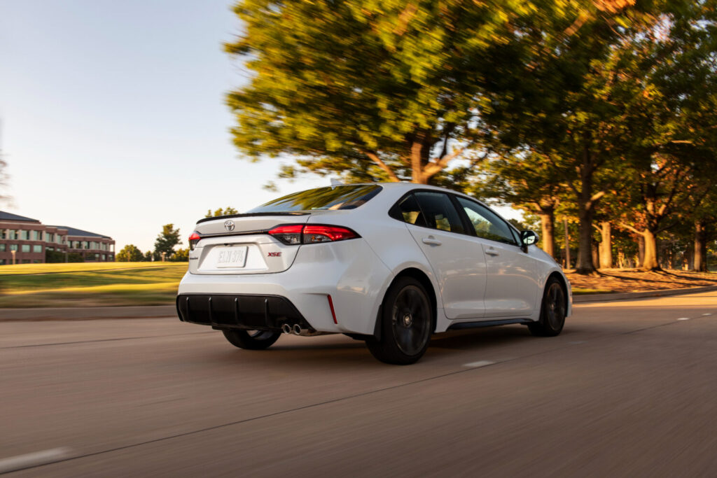 2027 Toyota Corolla XSE sedan in Wind Chill Pearl