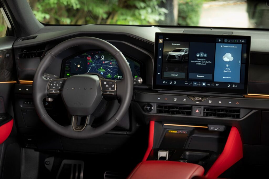 2027 Lexus NX 350h F SPORT dashboard with 14-inch touchscreen